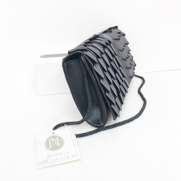 Jessica McClintock gray evening clutch satin purse - Picture 6 of 13